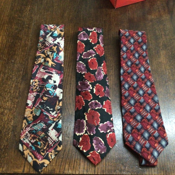 Lot of three 100% silk ties. Includes one in J.  Garcia. - Picture 1 of 7